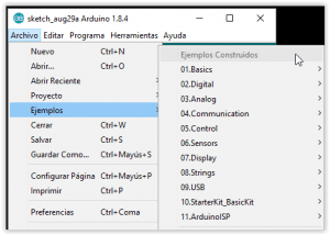 Ejemplos de Arduino preinstalados